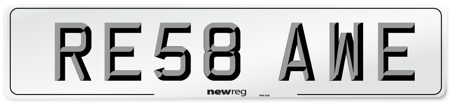 RE58 AWE Number Plate from New Reg